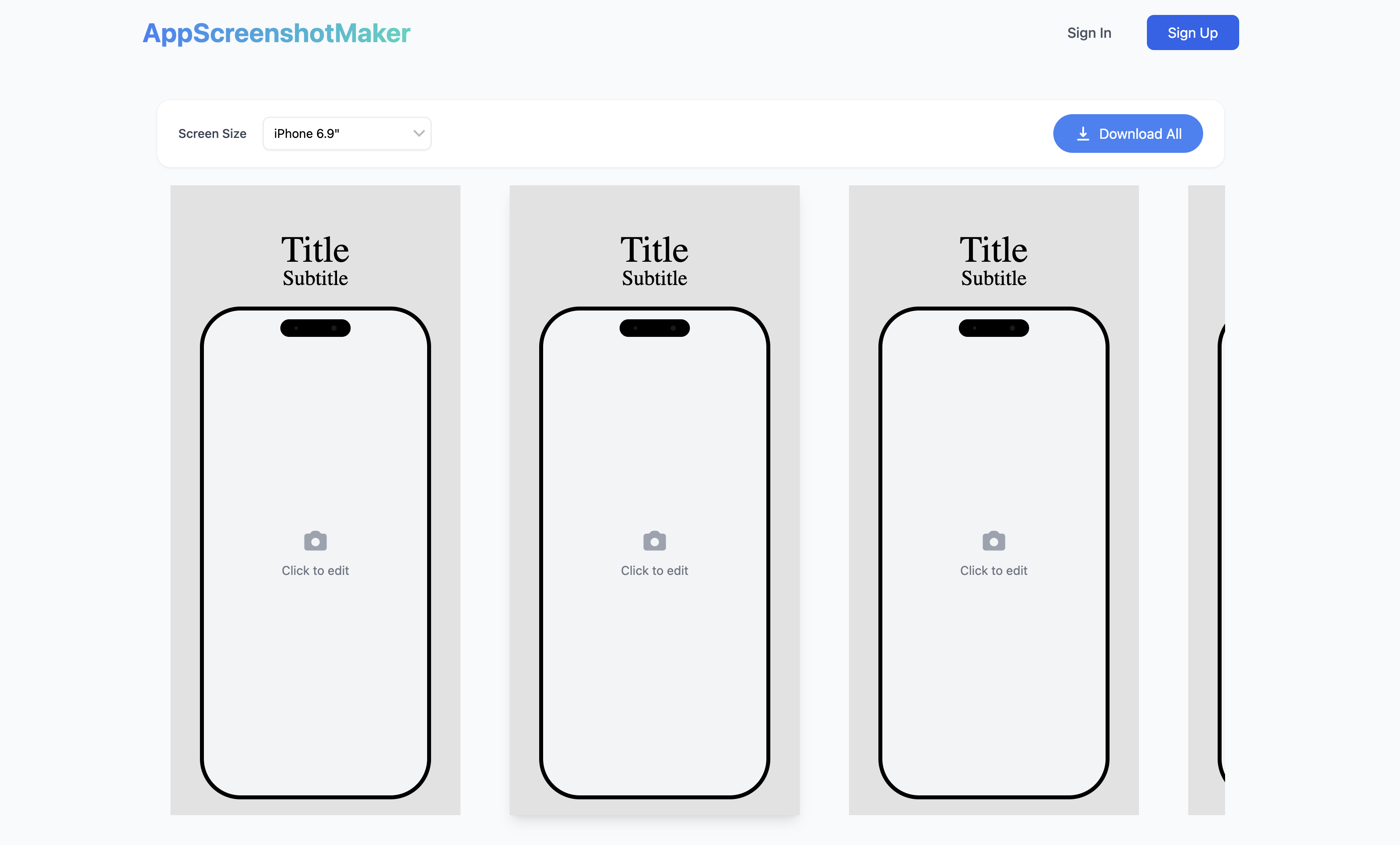 AppScreenshotMaker Interface with Templates