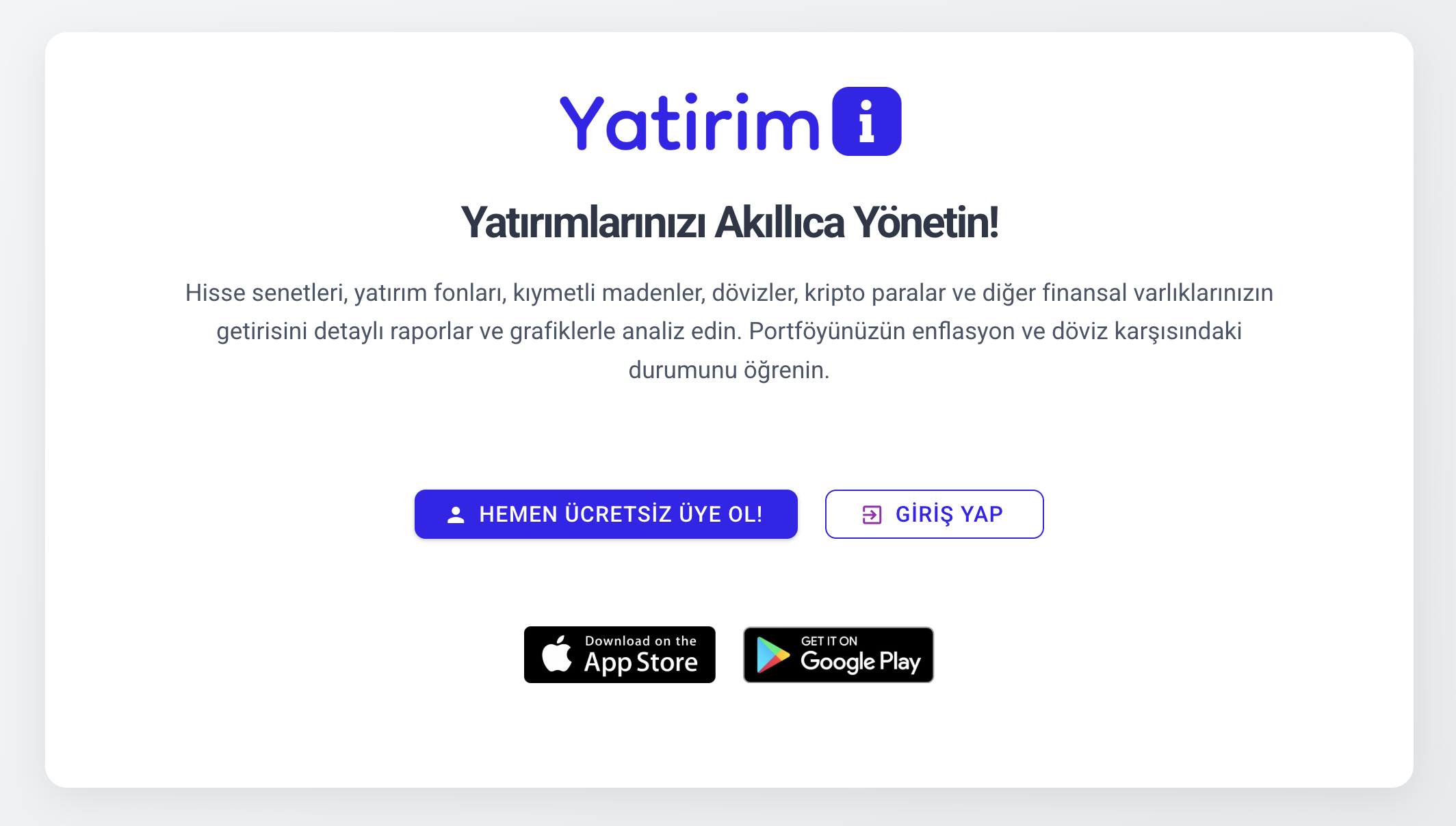 Yatirimi Portfolio Dashboard Interface